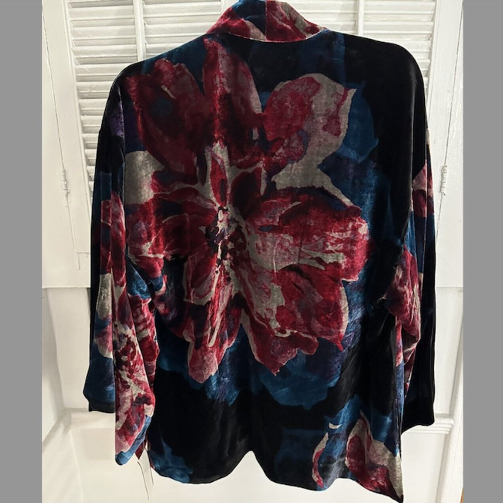 NWT - TRINA TURK - Velour Floral Printed Cardigan Jacket - Size Large ($368)